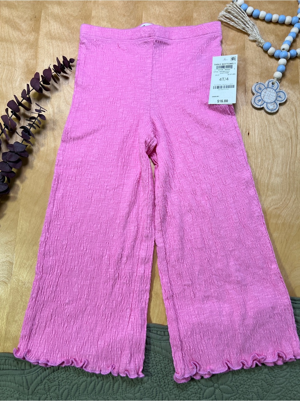 Epic Threads Pink Textured Wide-Leg Kids Pants